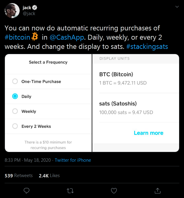 Square's Cash App Debuts Automatic Recurring Bitcoin ...