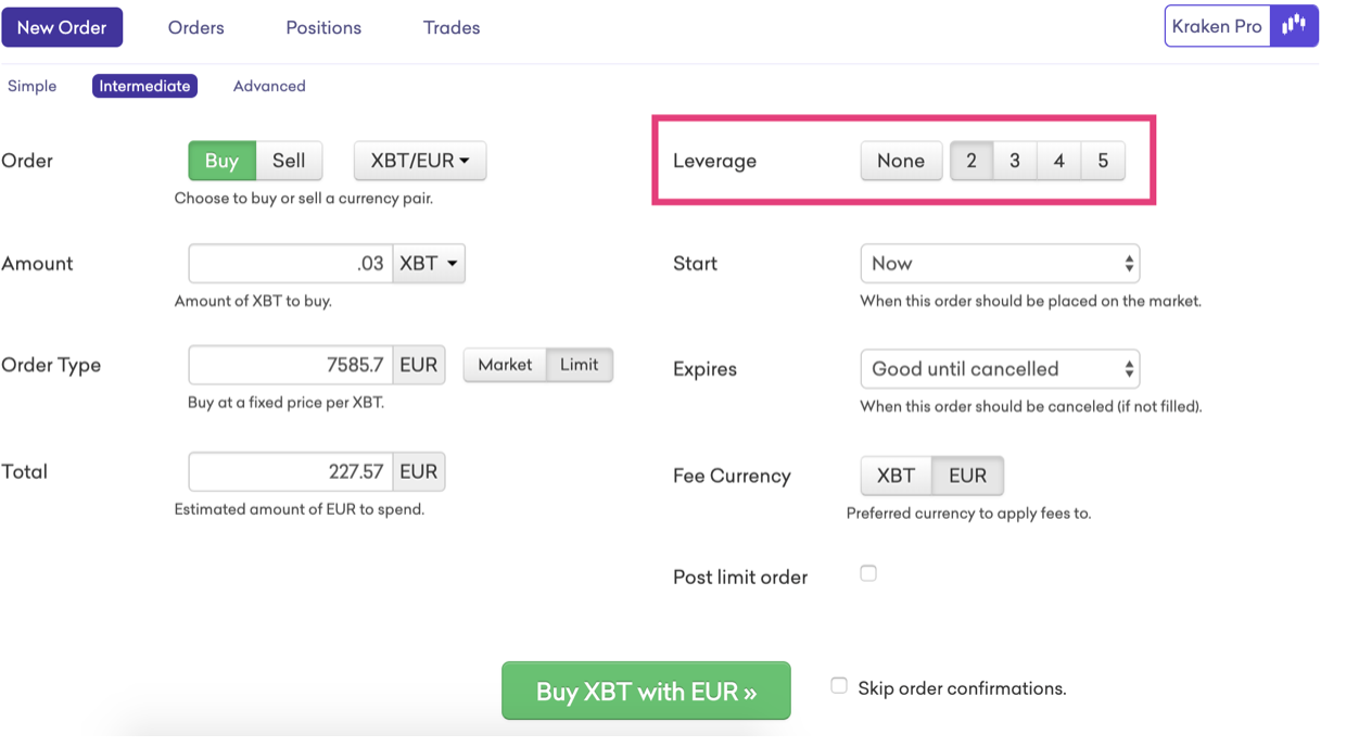 Kraken margin trading