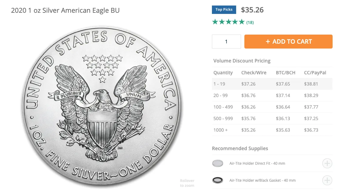 Giá của đồng xu đại bàng bạc mỹ beincrypto tony toro