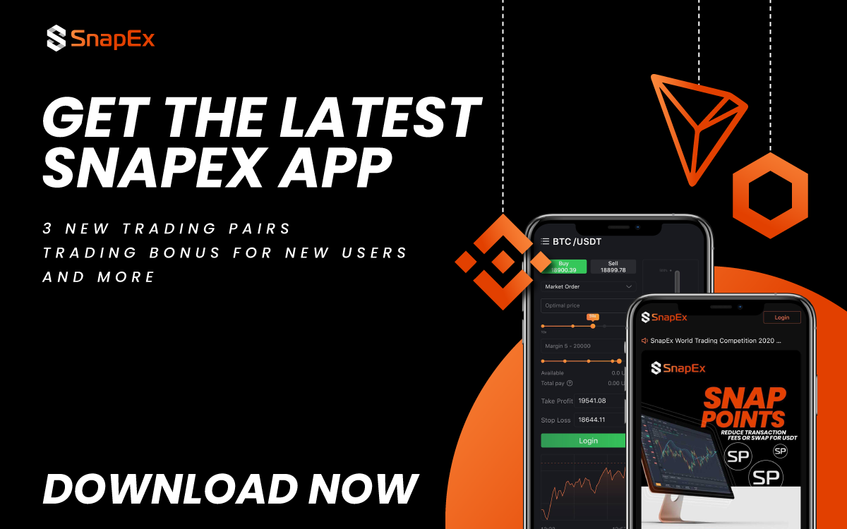 SnapEx Adds LINK, BNB and TRX Alongside Sign-up Bonus on a Sleek New App
