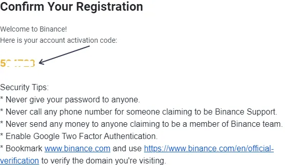 Binance Email verification