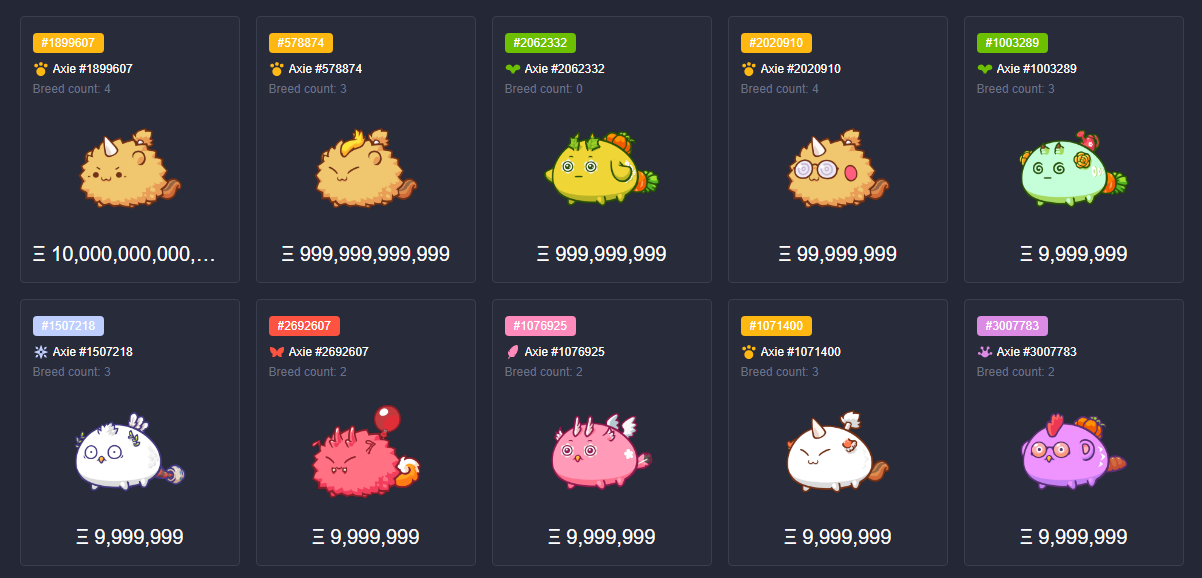 Axie Infinity marketplace