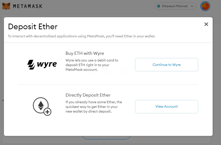 Guide to MetaMask | How to deposit Ether