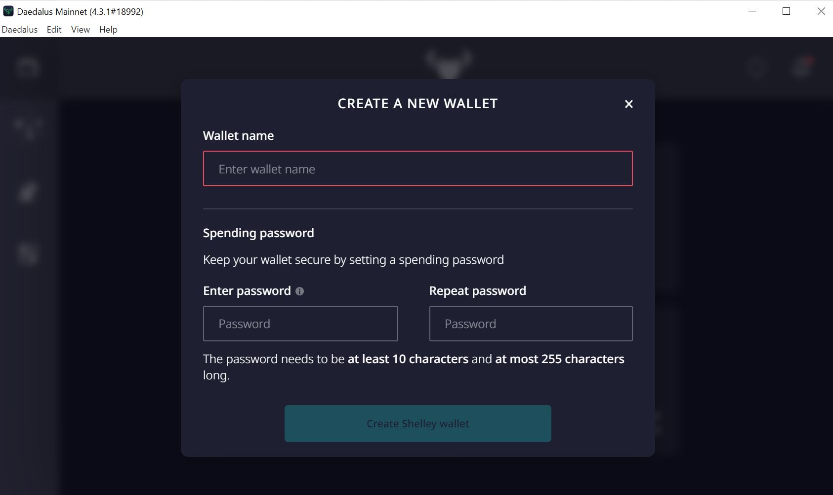Create a new wallet