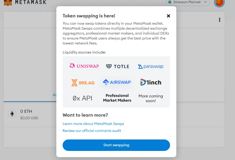 Token swapping option