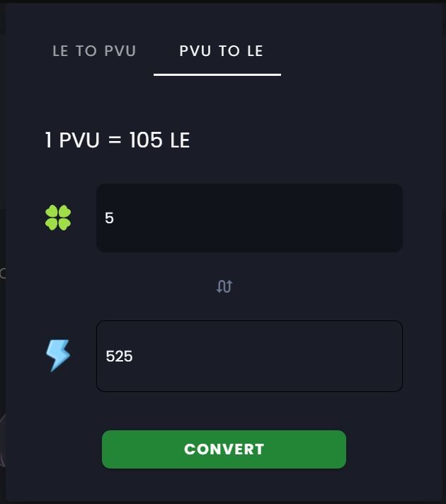 convert PVU to LE tokens