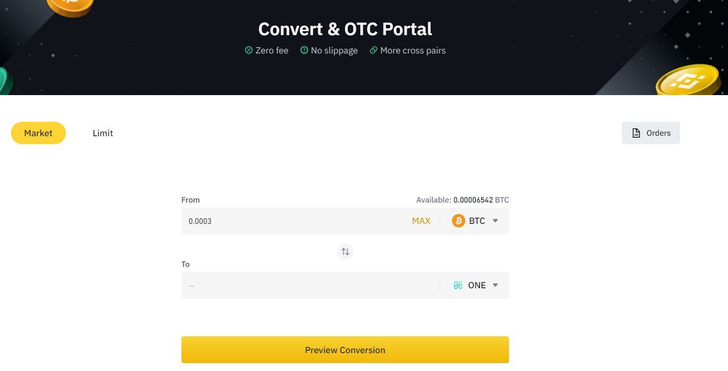 convert btc to one binance account where to buy harmony one coin