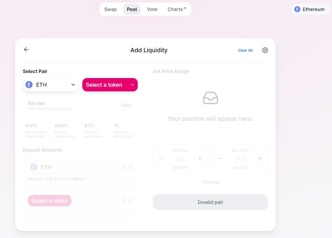 select tokens add liquidity uniswap how to use uniswap