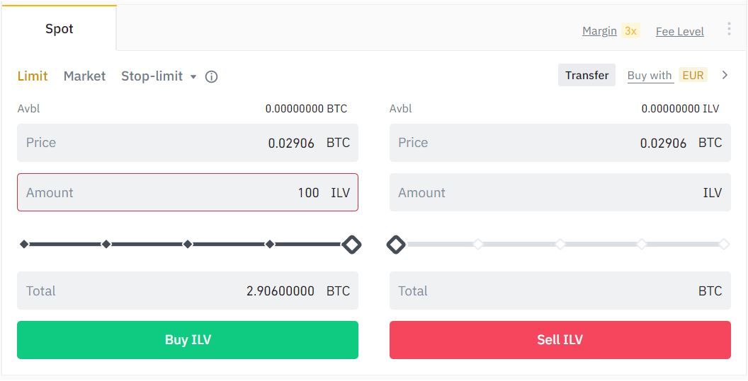 ilv btc spot orders