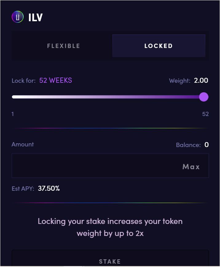 ilv tokens stake locked
