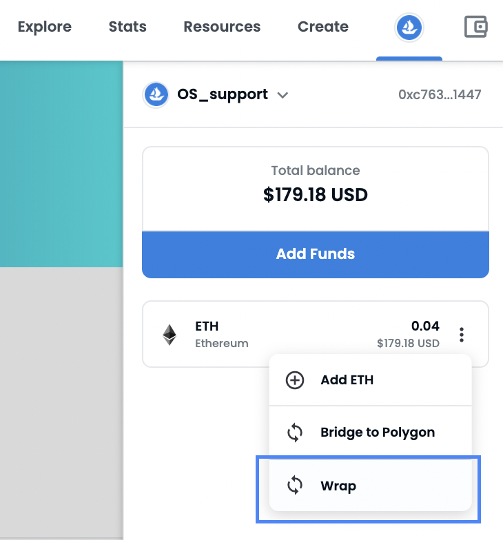 opensea crypto wallet exchange eth to weth
