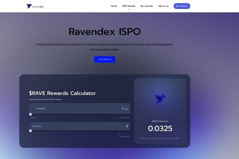 Cardano Dex Ravendex Launching ISPO Ahead Of Testnet Release