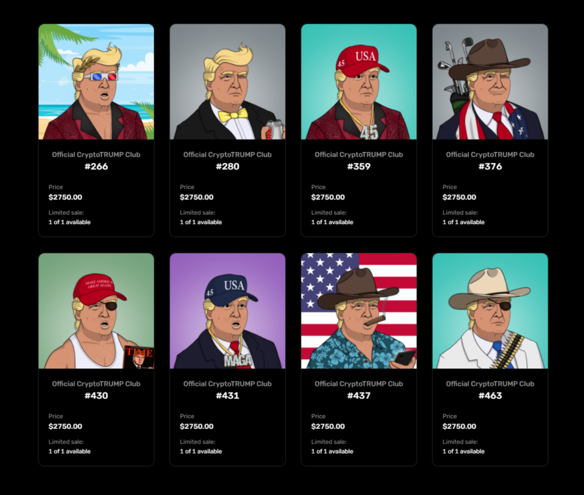 trump crypto trading cards