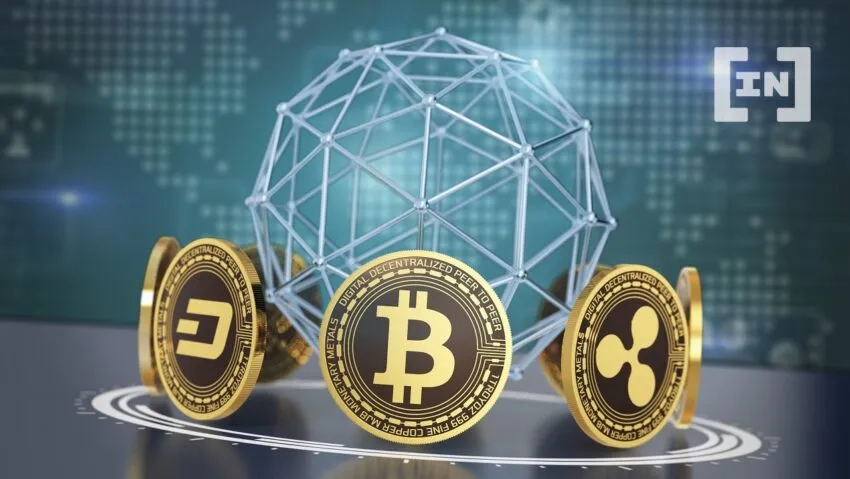 Bitcoin-Münze mit Krypto-Coins