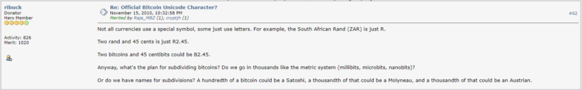 Discussing what a satoshi is