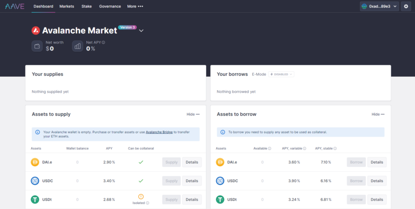 Best DeFi rates: Aave