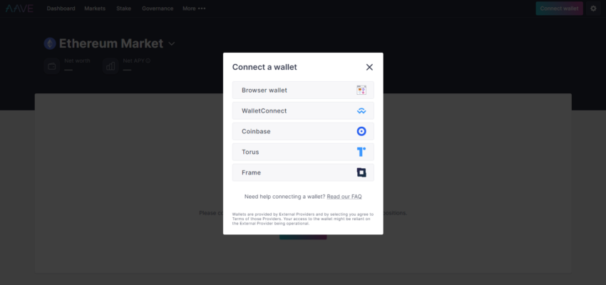 aave connect wallet