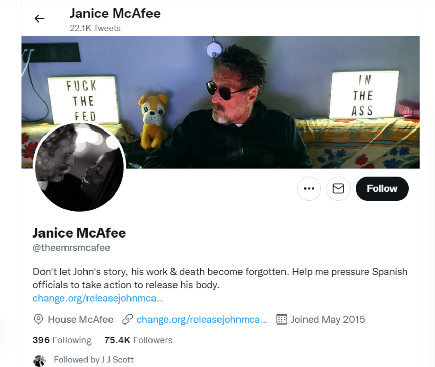 Janice McAfee Twitter Account