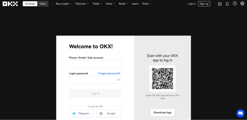 faça login no OKX para short bitcoin