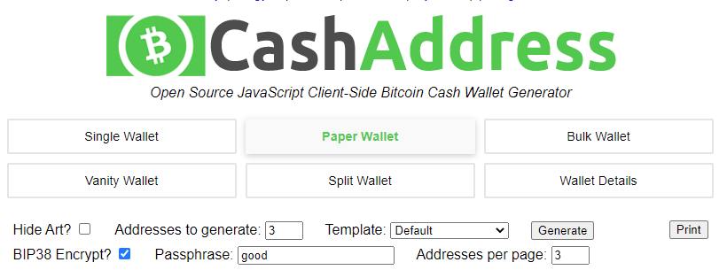 Cash Address Wallet