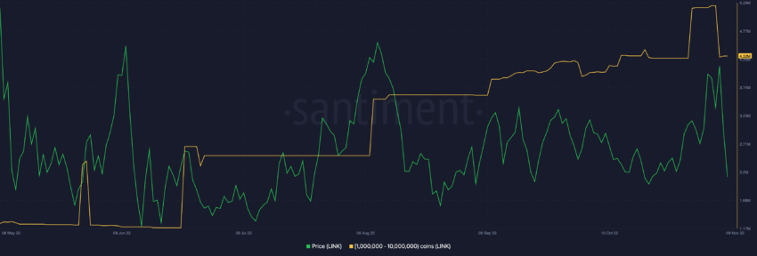 Chainlink (LINK) banginių adresai | Šaltinis: Sanbase