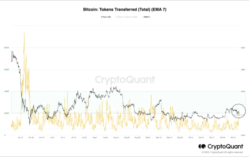 Bitcoin (BTC) token transferred | Source: CryptoQuant
