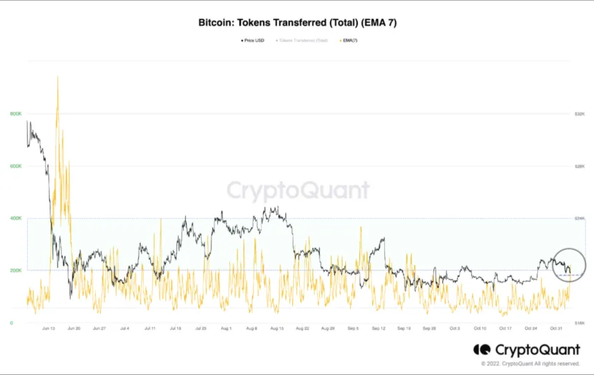 Mã thông báo Bitcoin (BTC) được chuyển |  Nguồn: CryptoQuant