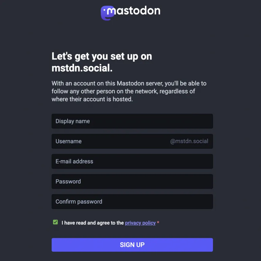 Set up your account on Mastodon
