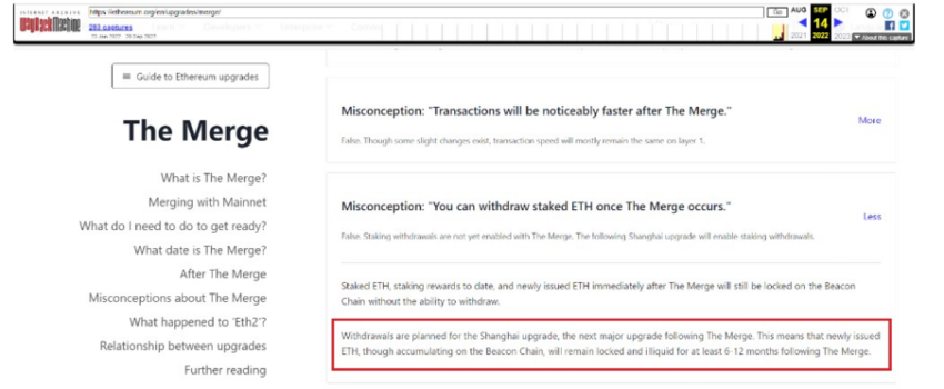 The Ethereum Foundation ETH Staking Withdrawals Coming in 6-12 Months From WayBackMachine