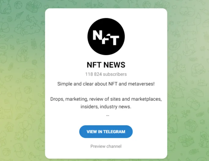 Grupos de telegramas criptográficos de notícias NFT