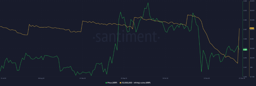 Distribuição de fornecimento de XRP por saldo de endereços | Fonte: Sanbase