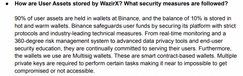 Screenshot from WazirX PoR report