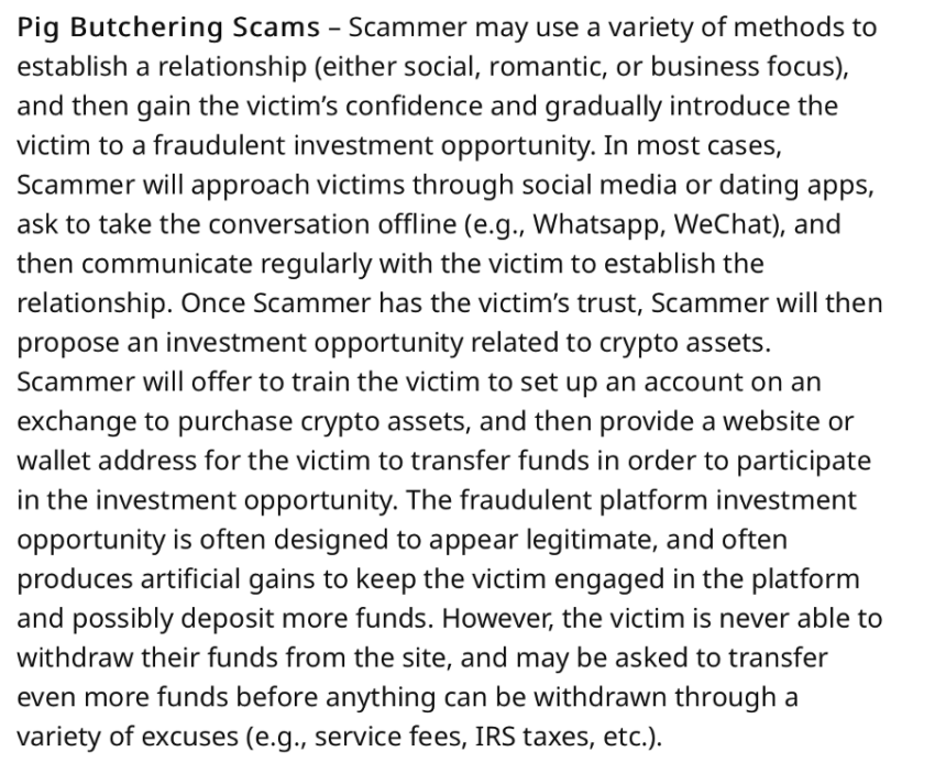 An accompanying glossary that “aims to help consumers better understand common scams Source: DFPI