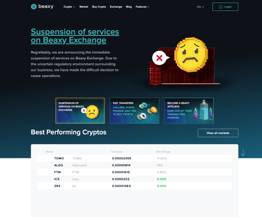Beaxy crypto exchange shut down by SEC