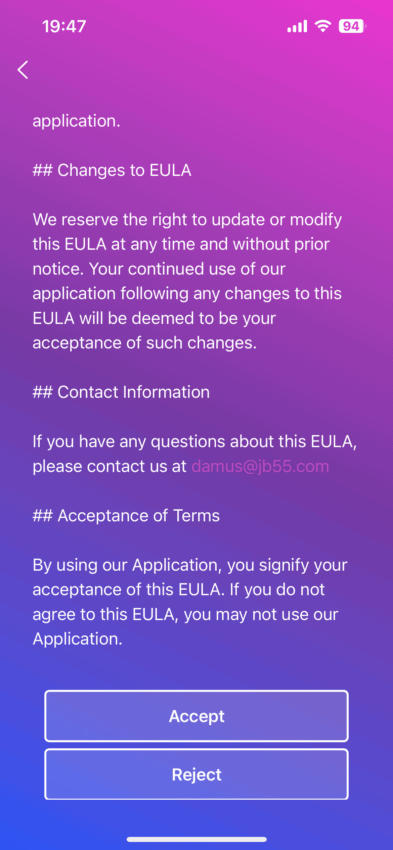 EULA part to how to use damus