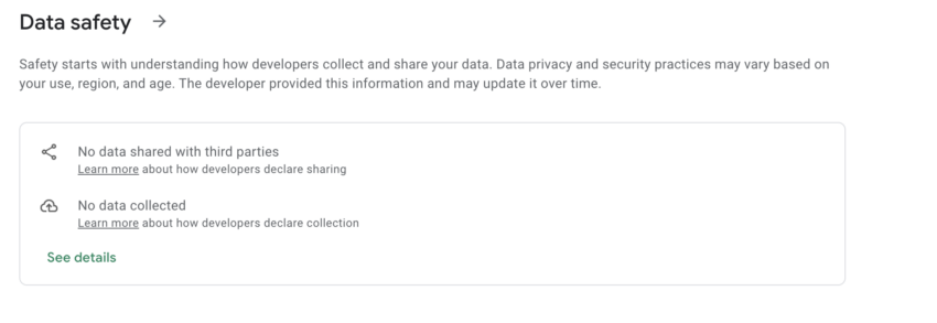 Amethyst app privacy: Play Store