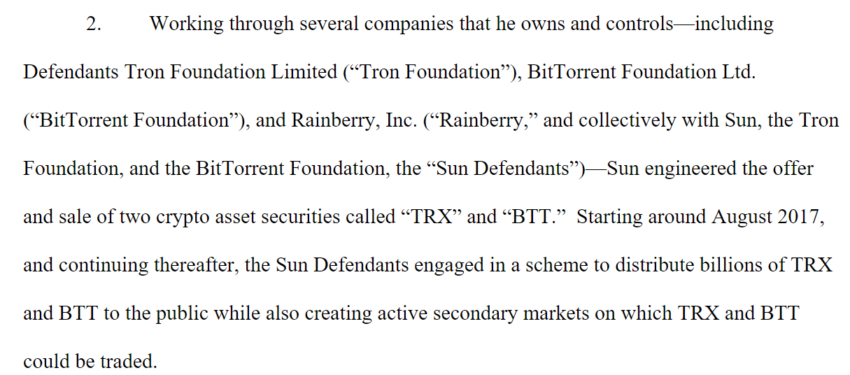 Justin Sun contre SEC