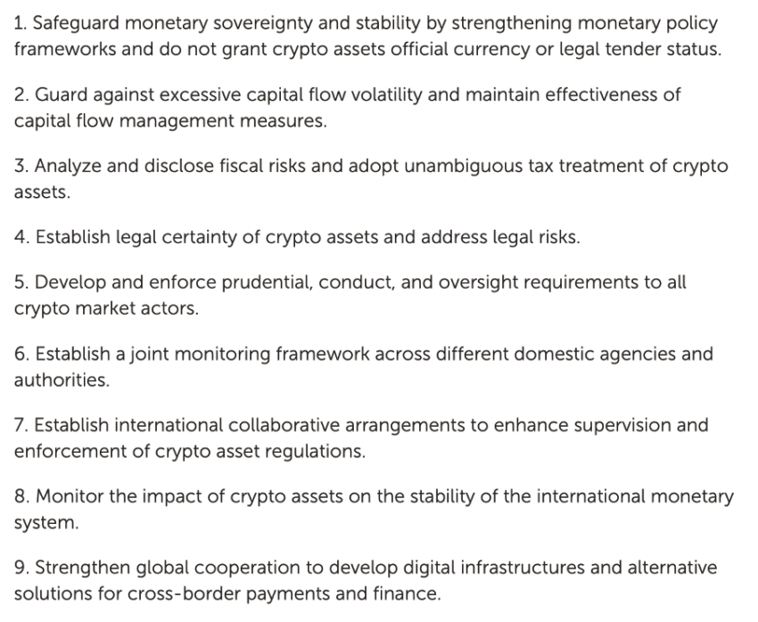 A framework of nine elements to mitigate risks Source: IMF