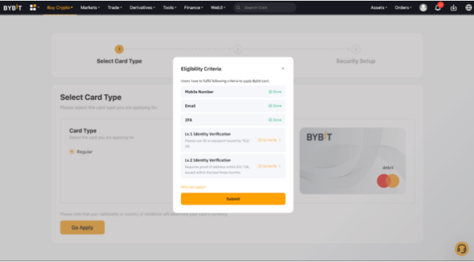 Bybit Card Onboarding