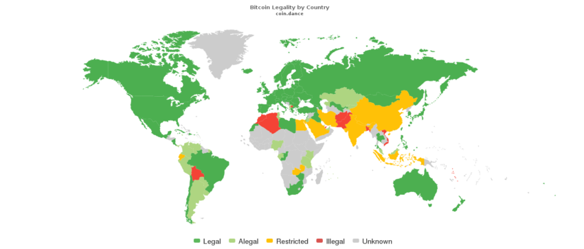Legalidad de Bitcoin BTC por país