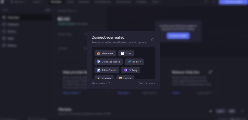 Connect wallet to dydx