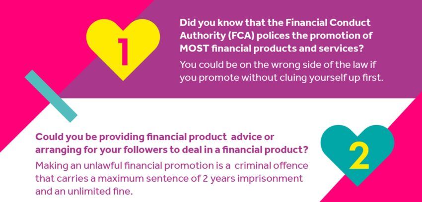 An Infographic created by UK regulators to avoid promotion of crypto scams. Love Island star Sharon Gaffka is the latest one to team up with the authority: FCA