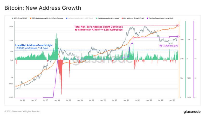 BTC Address Growth - Glassnode