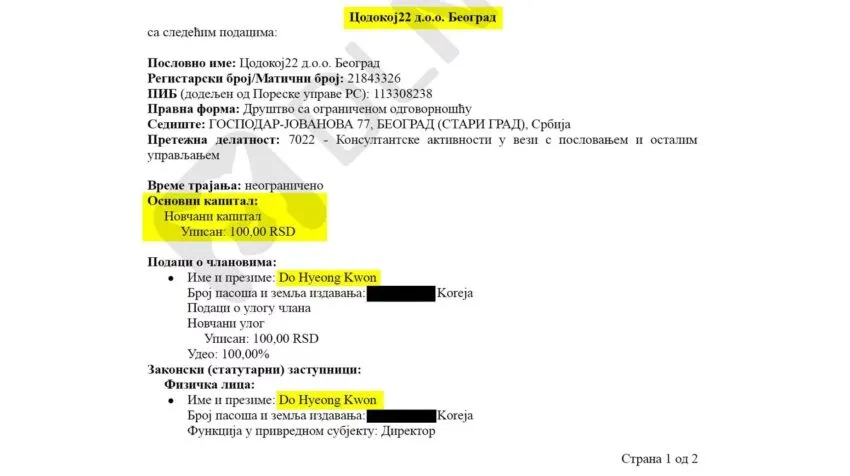 Do Kwon Registered a Company in Serbia before the Securities and Exchange Commission (SEC) probe: DLNews