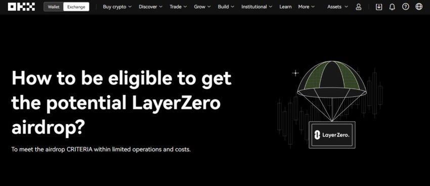 earn free crypto with LayerZero airdrop: OKX