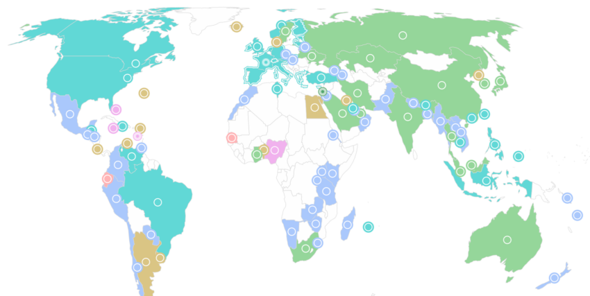 Mappa dei dati del tracker CBDC dell'Atlantic Council