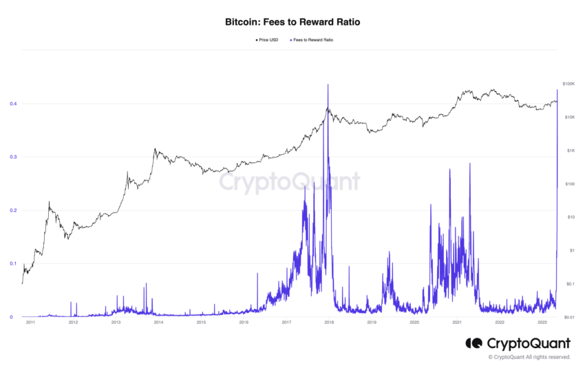 Bitcoin fee to reward ratio
