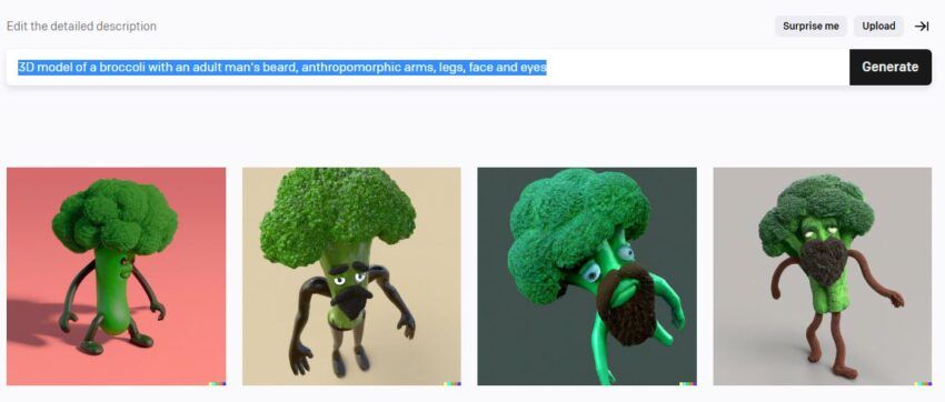 DALL-E 2 vs dall e mini broccoli image