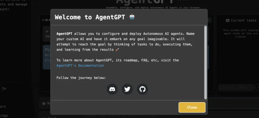 AgentGPT setup: AgentGPT
