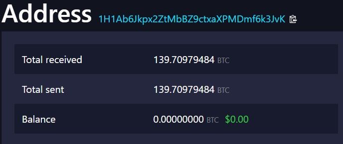 Bitcoin Whale Transfers 139.7 BTC | Mempool.space